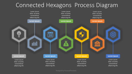 7 Connected Hexagons Process Diagram Presentation Template, Master Slide