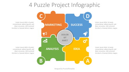 4 Puzzle Project Infographic Presentation Template, Master Slide