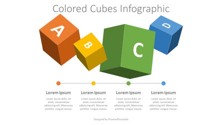 4 Colored Cubes Infographic Presentation Template, Master Slide