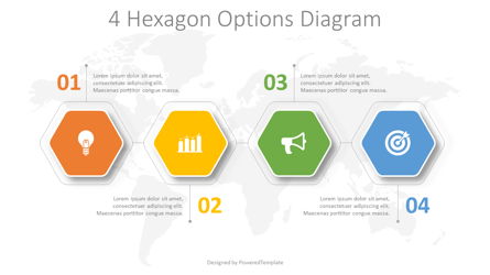4 Hexagon Options Diagram Presentation Template, Master Slide