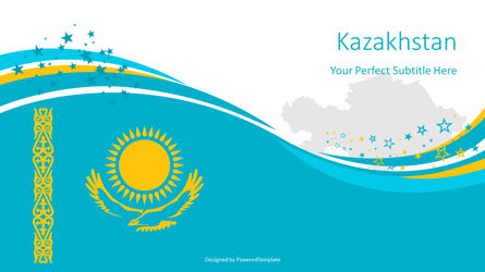 Kazakhstan Festive State Flag Presentation Template, Master Slide