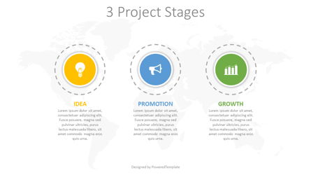 3 Project Stages Diagram Presentation Template, Master Slide