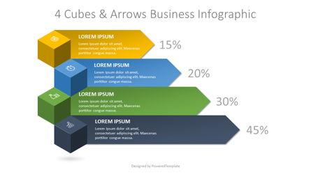 4 Cubes and Arrows Business Infographic Presentation Template, Master Slide