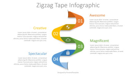 Zigzag Tape Infographic Presentation Template, Master Slide