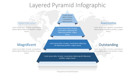 Pyramid with Ribbon Layers Infographic Presentation Template, Master Slide
