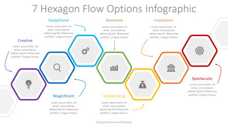 7 Hexagon Flow Options Infographic Presentation Template, Master Slide