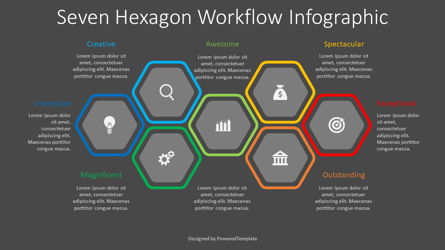 7 Hexagon Workflow Infograpic Presentation Template, Master Slide