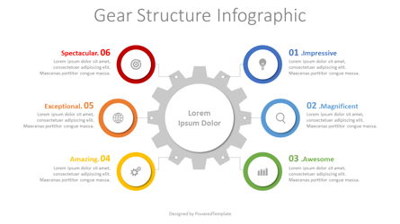 Gear Structure Infographic Presentation Template, Master Slide