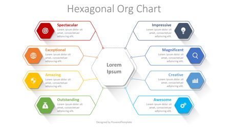 Hexagonal Organizational Chart Presentation Template, Master Slide