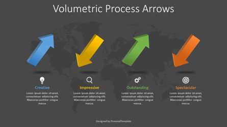 4 Volumetric Alternate Process Arrows Presentation Template, Master Slide