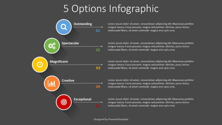 5 Circle Options Infographic Presentation Template, Master Slide
