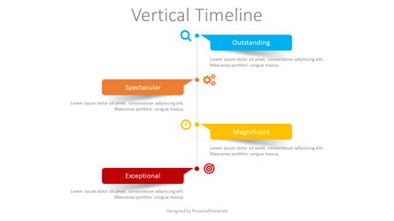 Vertical Timeline with Paper Stickers Presentation Template, Master Slide