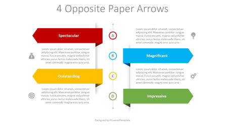 4 Opposite Paper Arrows Presentation Template, Master Slide