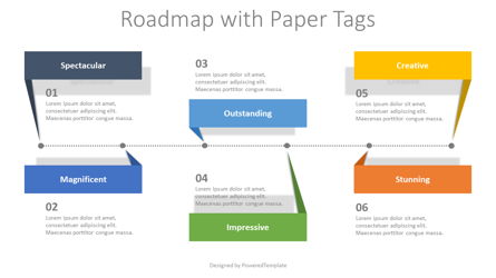 Roadmap with Paper Tags Presentation Template, Master Slide