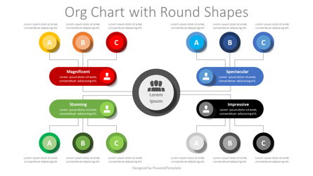 Org Chart with Round Shapes Presentation Template, Master Slide