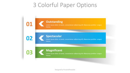 3 Colorful Paper Options Presentation Template, Master Slide