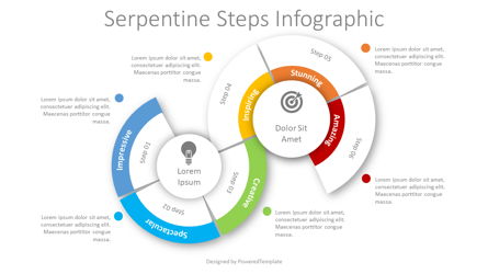 Serpentine Steps Flow Process Presentation Template, Master Slide