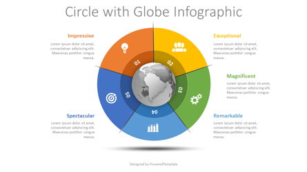 Globe with 5 Options Infographic Presentation Template, Master Slide