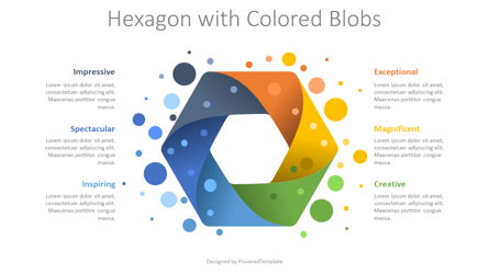 Hexagon with Colorful Blobs Presentation Template, Master Slide