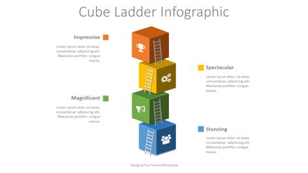 Cube Ladder Infographic Presentation Template, Master Slide