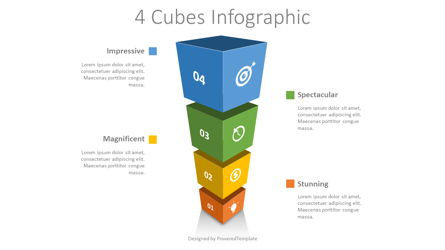4 Stacked Cubes Infographic Presentation Template, Master Slide