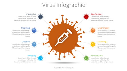 Virus with Syringe Infographic Presentation Template, Master Slide