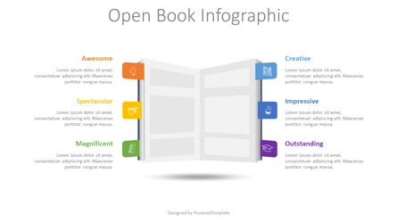 Open Book Infographic Presentation Template, Master Slide
