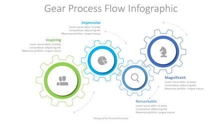 Gear Process Flow Infographic Presentation Template, Master Slide