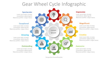 Gear Wheel Cycle Infographic Presentation Template, Master Slide