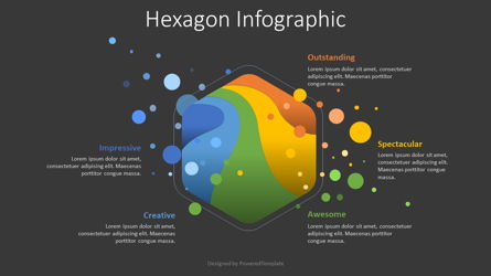 Hexagon and Colored Blobs Infographic Presentation Template, Master Slide