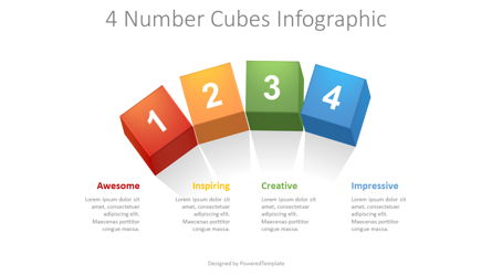 4 Numbered Cubes Infographic Presentation Template, Master Slide