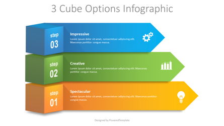 3 Cube Options Infographic Presentation Template, Master Slide