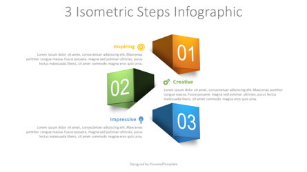 3 Isometric Steps Infographic Presentation Template, Master Slide