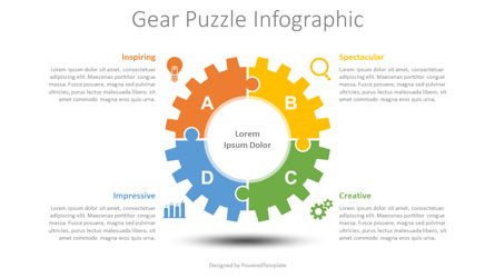 Gear Puzzle Infographic Presentation Template, Master Slide