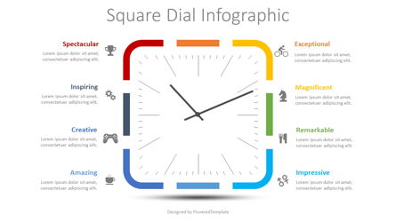 Square Dial Infographic Presentation Template, Master Slide