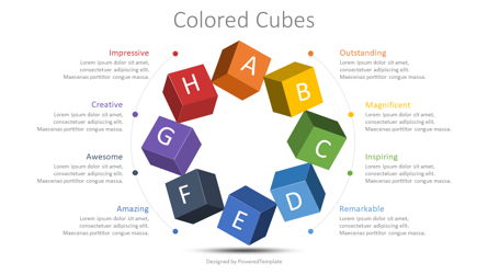 Colored Cubes Round Diagram Presentation Template, Master Slide