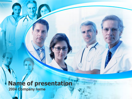 Portrait Of Medical Staff In Blue Colors Presentation Template, Master Slide