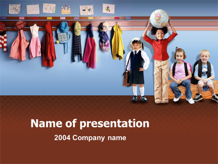 Little Pupils In Kindergarten Presentation Template, Master Slide