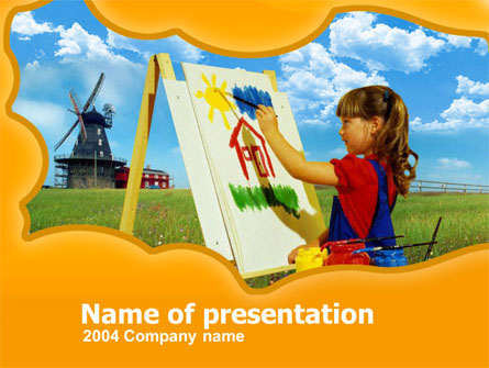 Little Girl Drawing Presentation Template, Master Slide