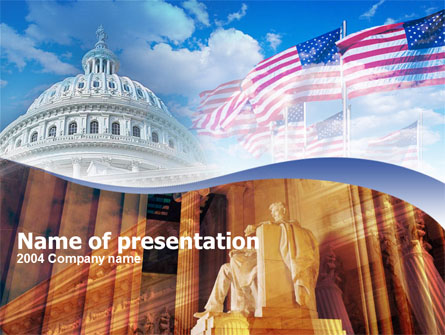 United States Capitol With Lincoln Memorial Presentation Template, Master Slide