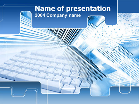 Blue Computer Keyboard Presentation Template, Master Slide