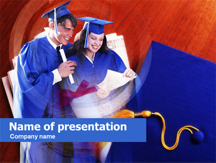 Graduator Students with Diploma Presentation Template, Master Slide
