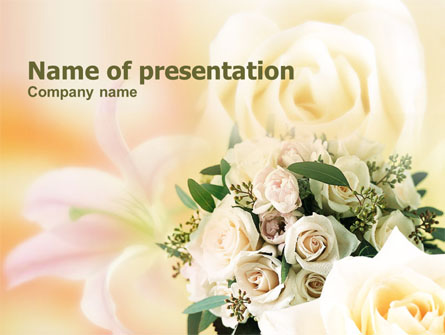Tea Roses Wedding Bouquet Presentation Template, Master Slide
