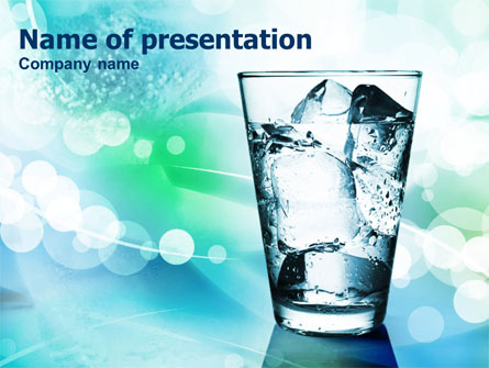 Glass Of Cold Water With Ice Cubes Presentation Template, Master Slide