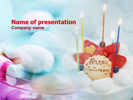 Happy Anniversary Cake Presentation Template, Master Slide