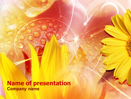 Yellow Petals On A Light Crimson Background Presentation Template, Master Slide