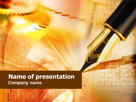 Fountain Pen On The Light Orange Presentation Template, Master Slide