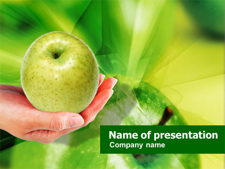 Green Apple In Hand Presentation Template, Master Slide