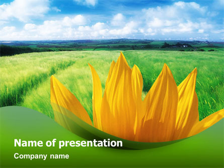 Sunflower In Green Presentation Template, Master Slide