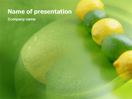 Green And Yellow Lemons In Line Presentation Template, Master Slide